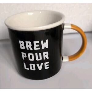 Starbucks Brew Pour Love Mug Ceramic Black Matte Orange 12oz Coffee Tea Cup 2018